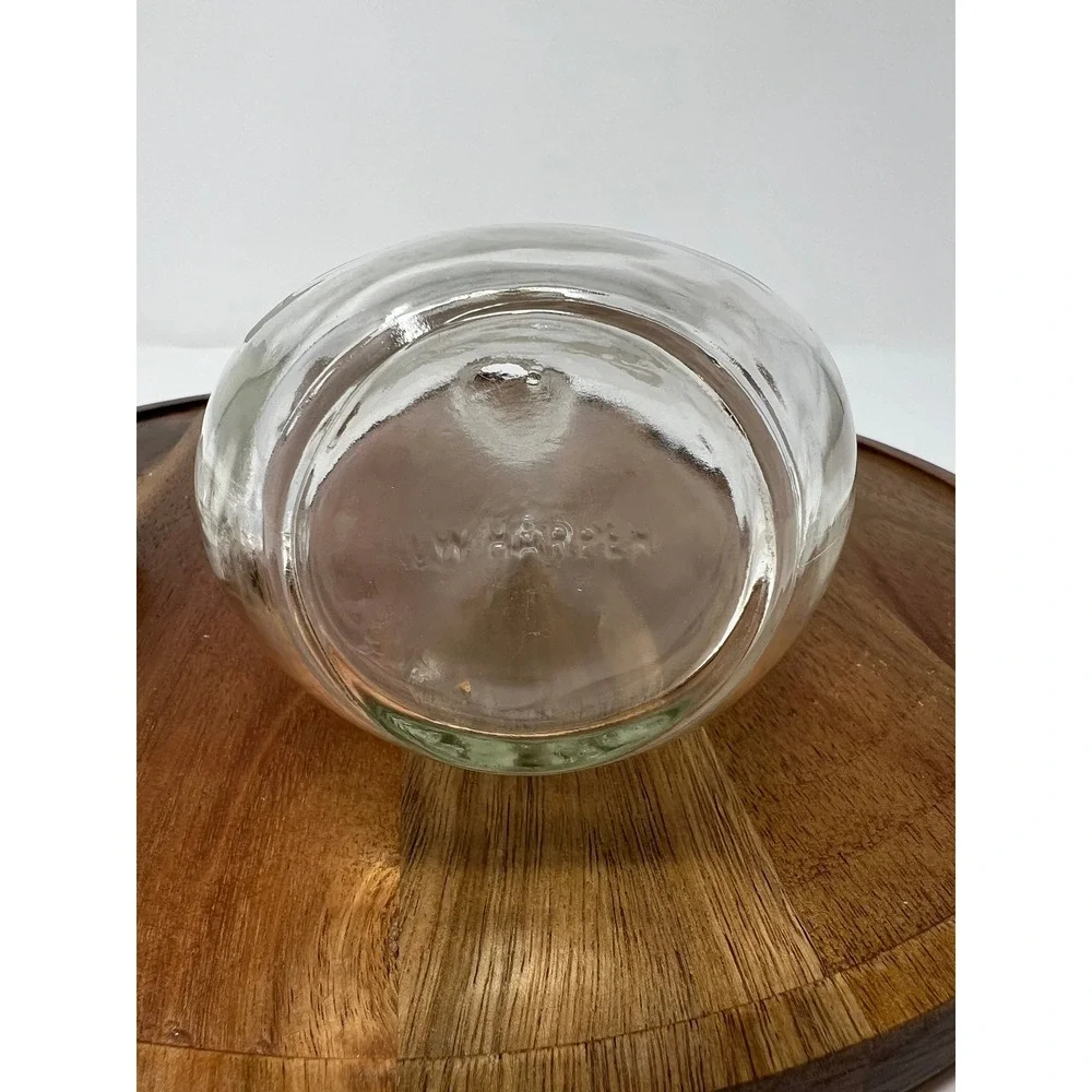 Vintage‎ Etched Glass Decanter Bottle with Stopper JW Harper Whiskey Collectible